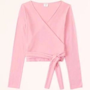 Abercrombie dusty pink long sleeve wrap sweater